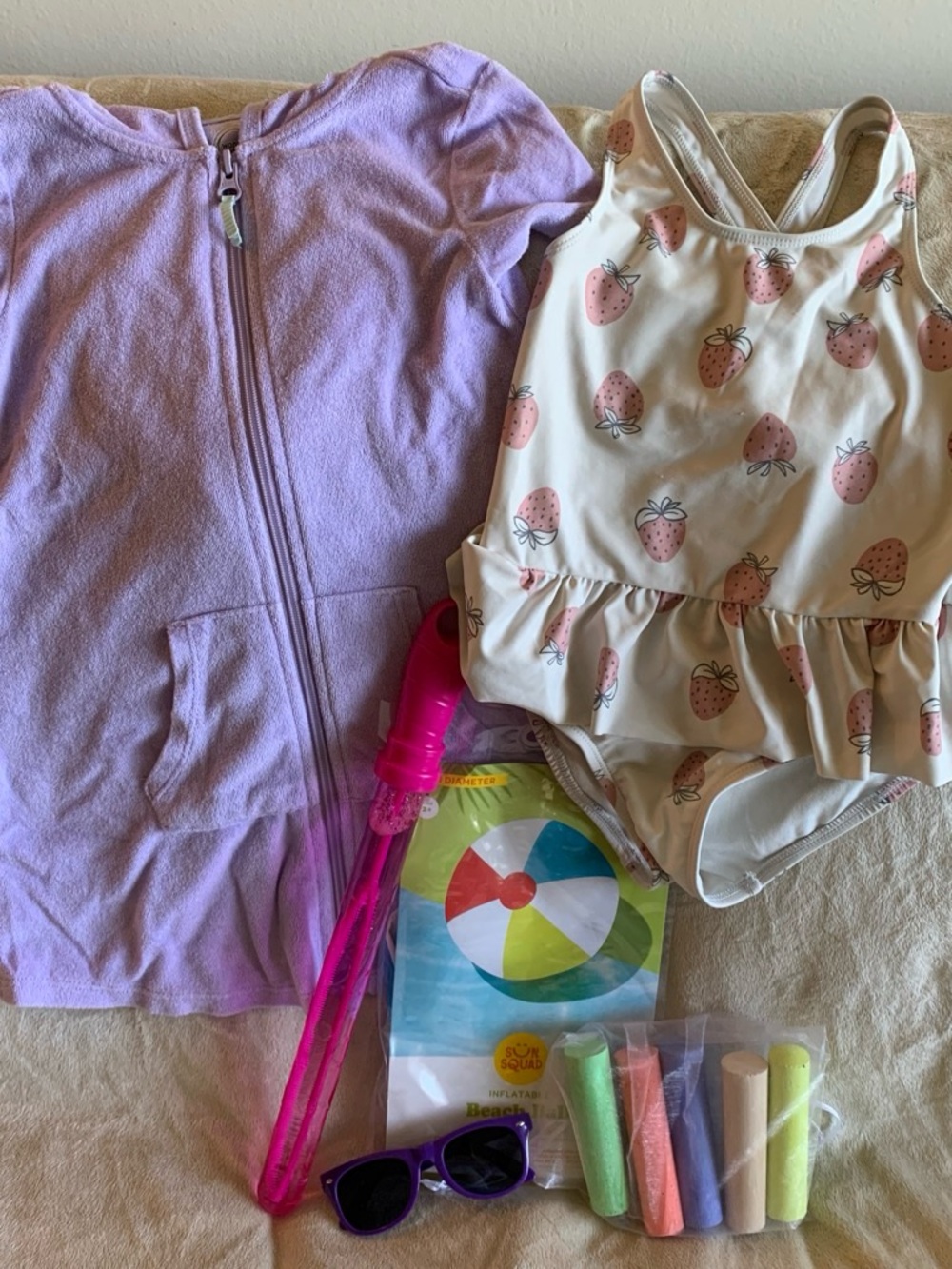 Toddler Girl Summer Swim & Beach Bundle 5T Strawberry Swimsuit